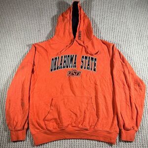 Vintage Stadium Athletics Embroidered Oklahoma State Hoodie Sweatshirt Orange L